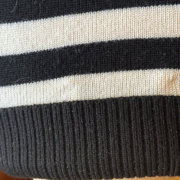 Dana Buchman Vintage Wool Striped V Neck Collared Sweater, M - Picture 5 of 16